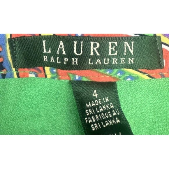 Lauren Ralph Lauren Womens Green Colorful Paisley Lined Wide Leg Pants Sz 4 - Picture 6 of 12